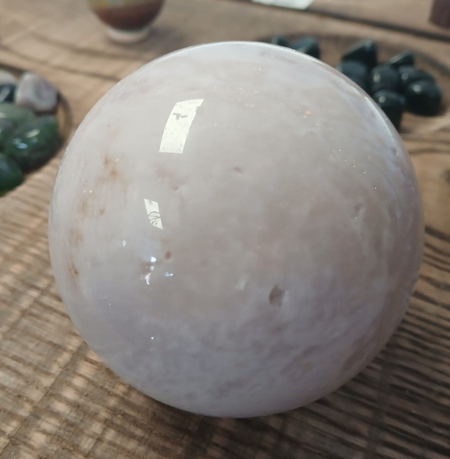 Chalcedony Druzy Crystal Sphere.
