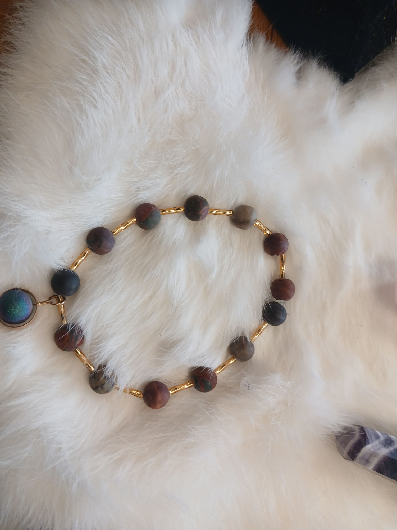 Matte Jasper & Gold Bar Bracelet