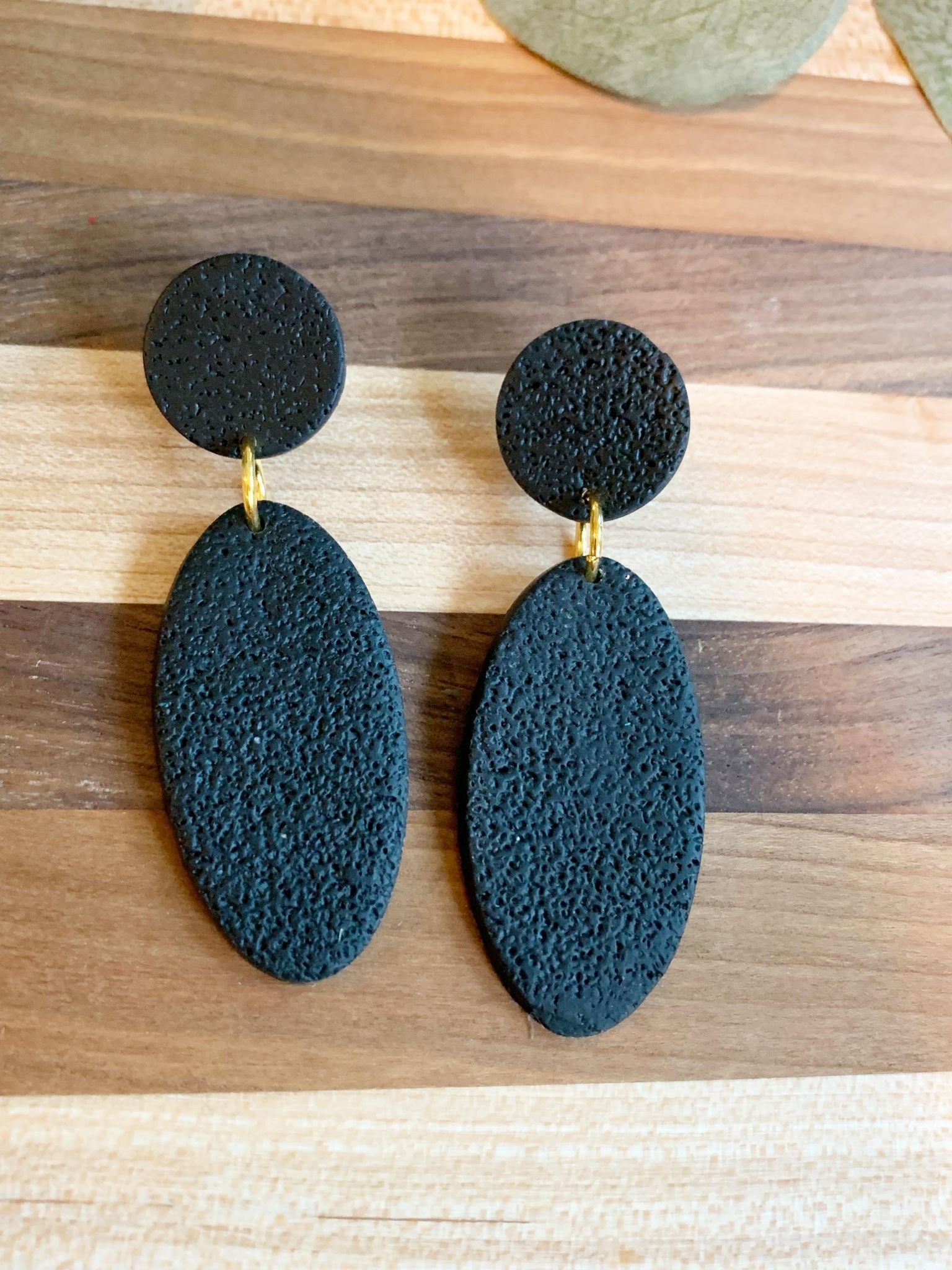 Black Matte Textured Ovals