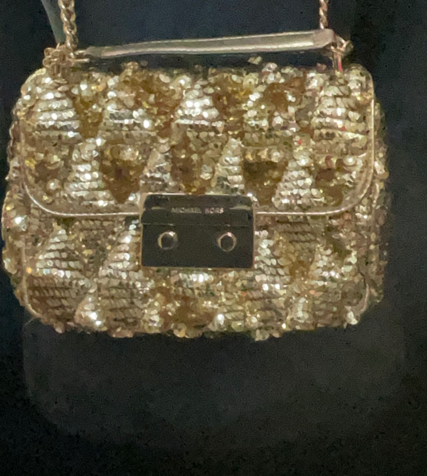 MICHAEL Michael Kors Sloan Small Chain Golden Sequin Shoulder Bag NWT
