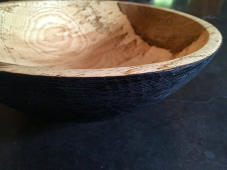 Charred oak bowl