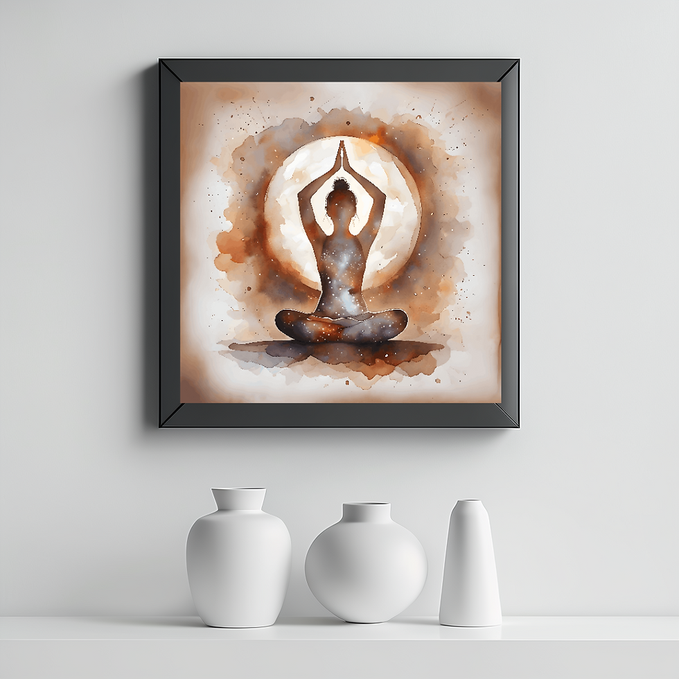 Woman Meditating in Front of the Moon.