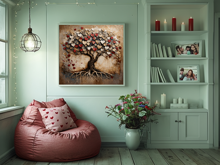 Cozy reading nook with bean bag, pillow, candles, and flowers.