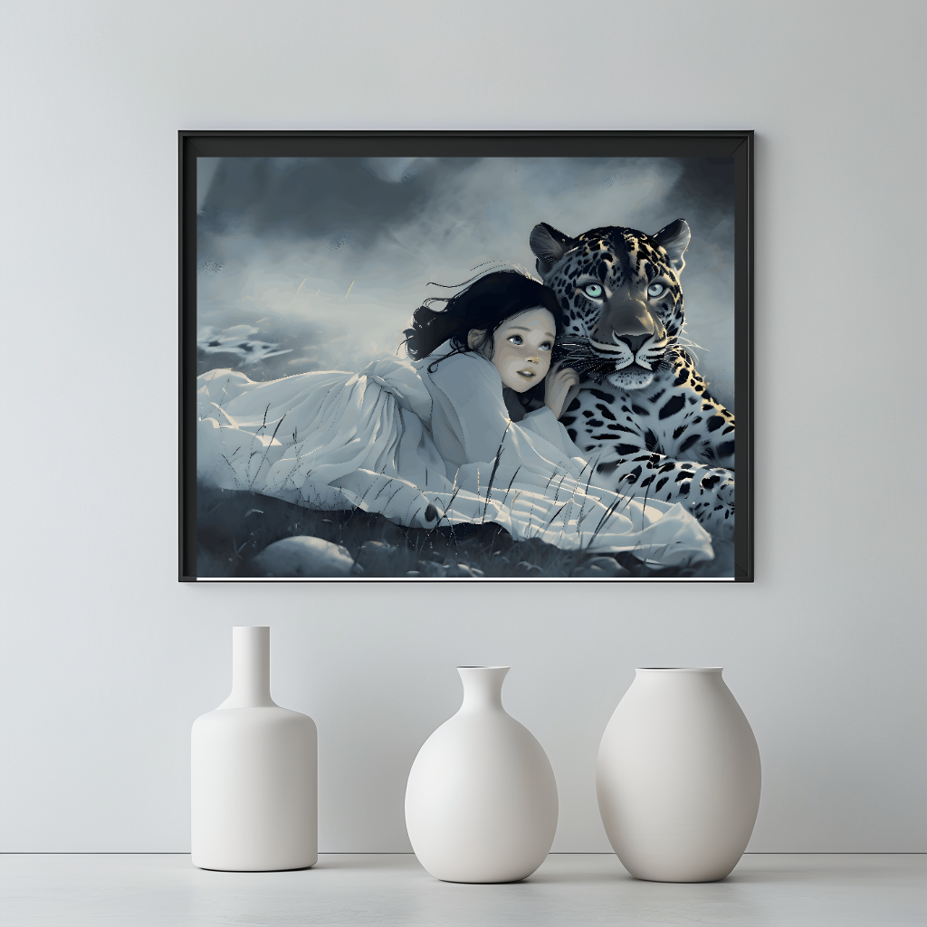 Girl sleeping with Leopard