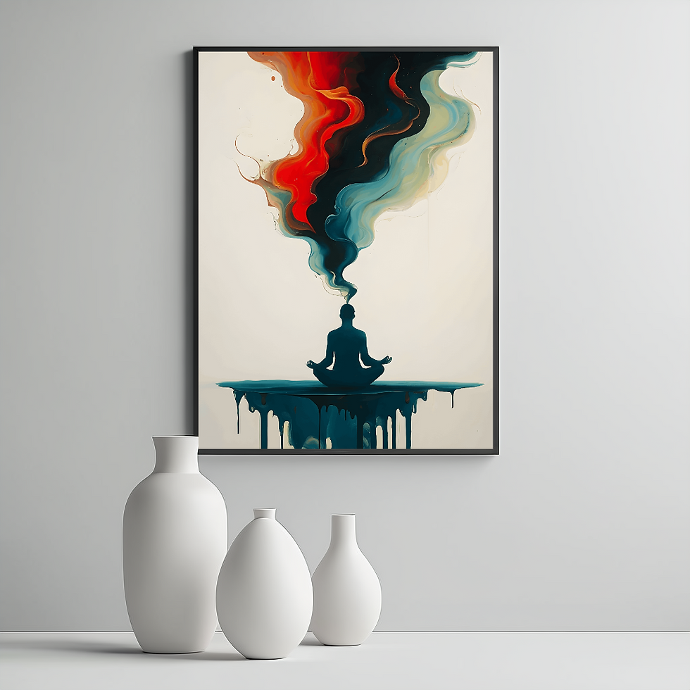 Abstract art of man meditating