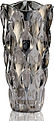 Decorative smoked glass vase with textured faceted design.