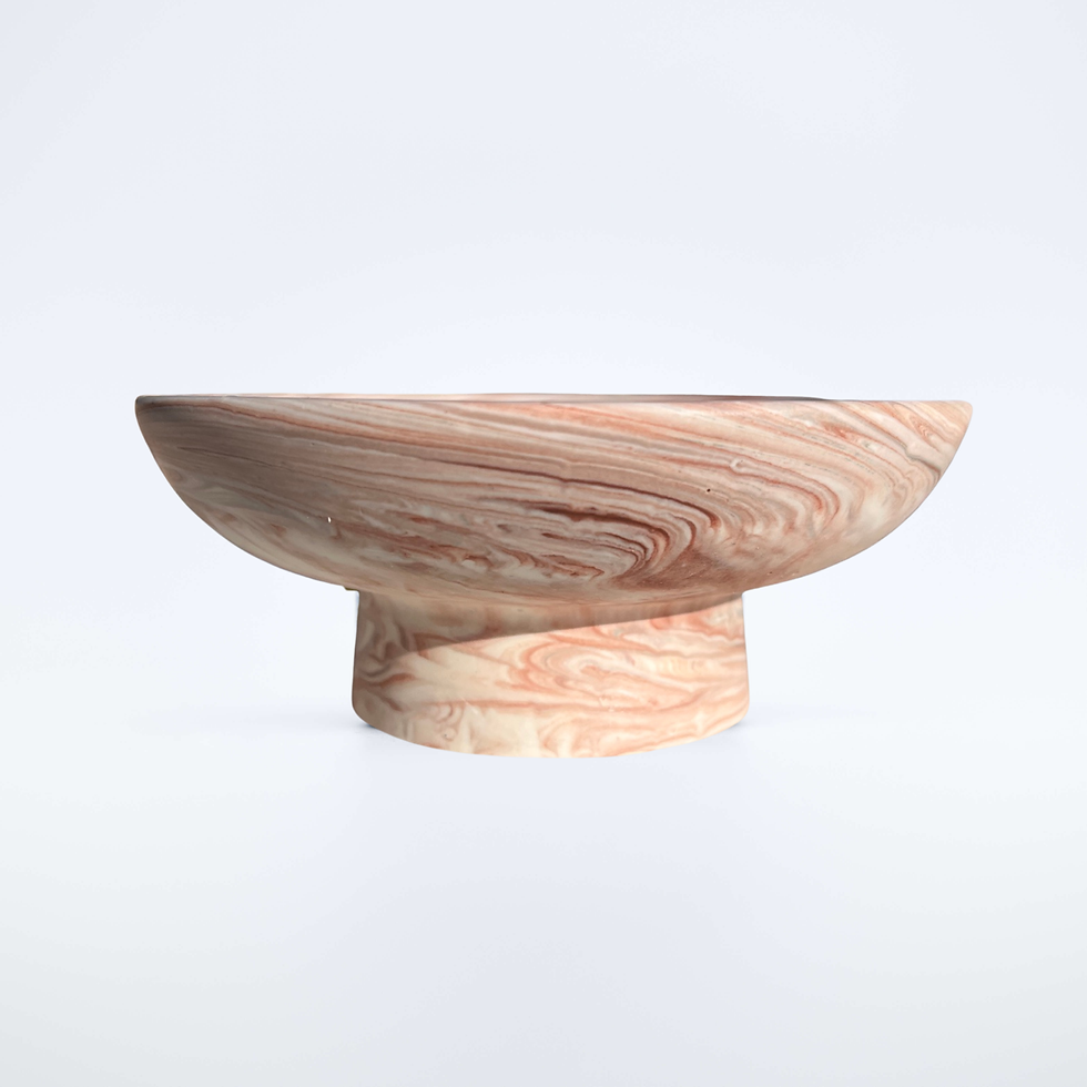 Hand-poured marbled jewellery bowl in warm clay tones, artisan-made in Australia. Sculptural trinket dish for skincare ritual