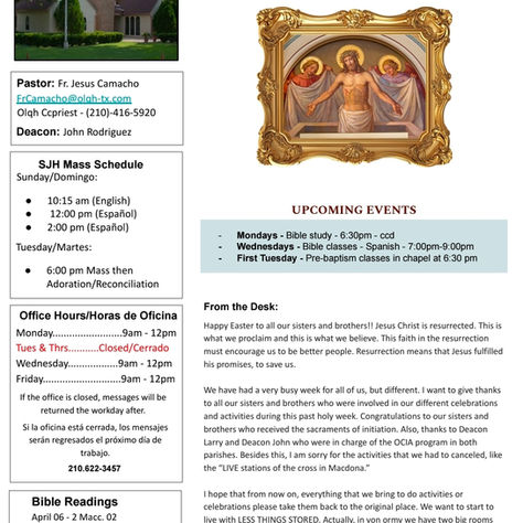 Sunday Bulletin April 5, 2026
