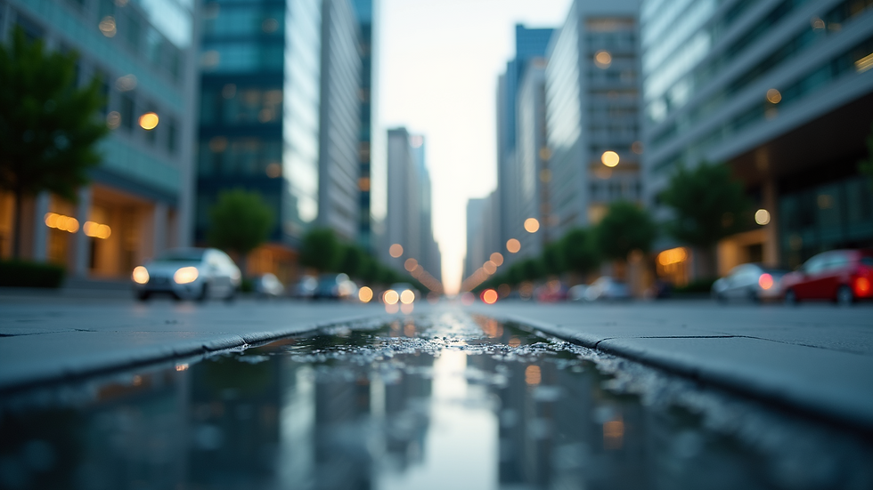 Eye-level view of an urban landscape showcasing technological advancement
