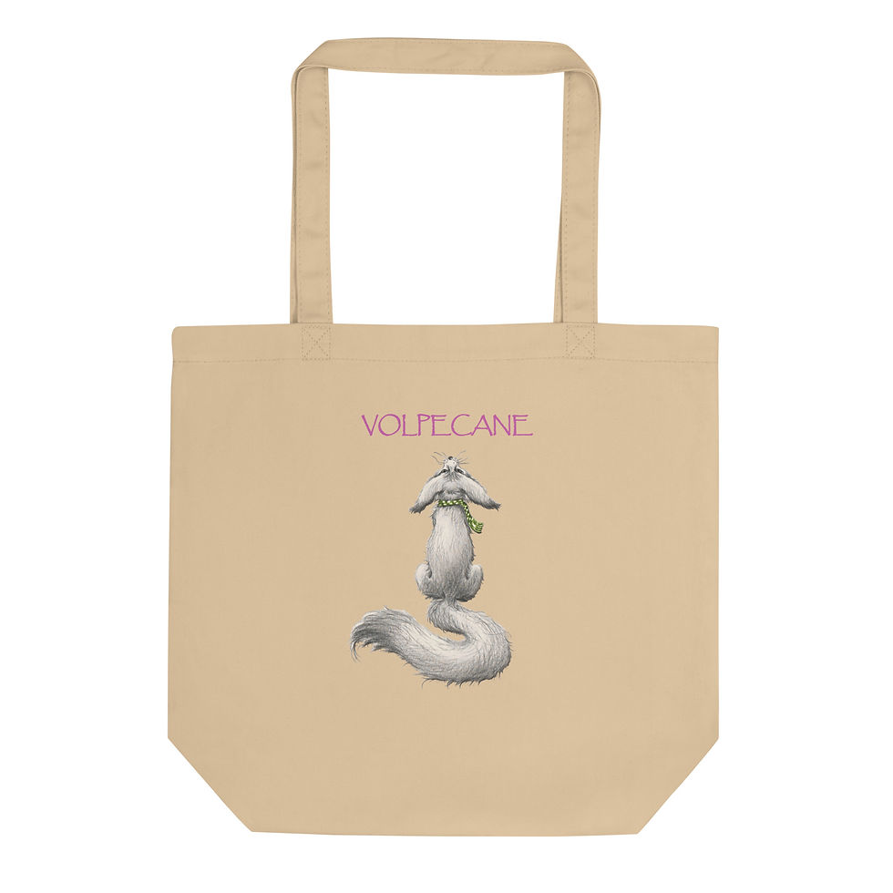 Miniatura: Borsa Tote ecologica con volpecane e loghi