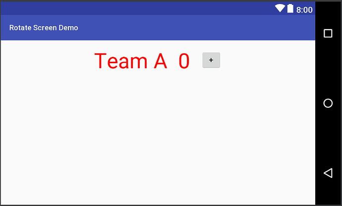 Landscape view of app with text in red