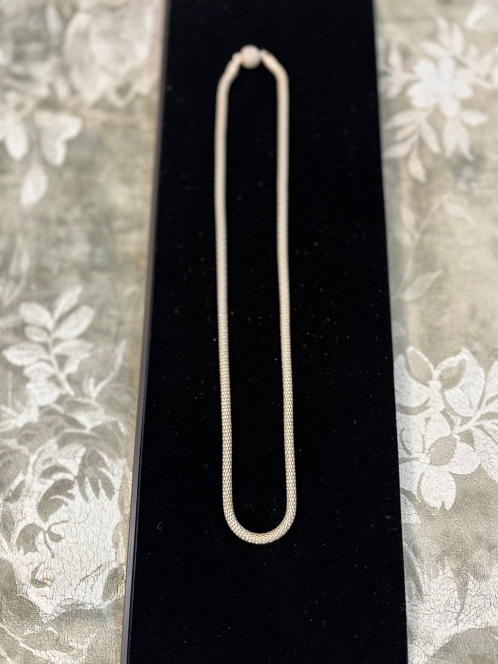 Thumbnail: Vintage Birmingham Hallmarked Sterling Silver Mesh Necklace