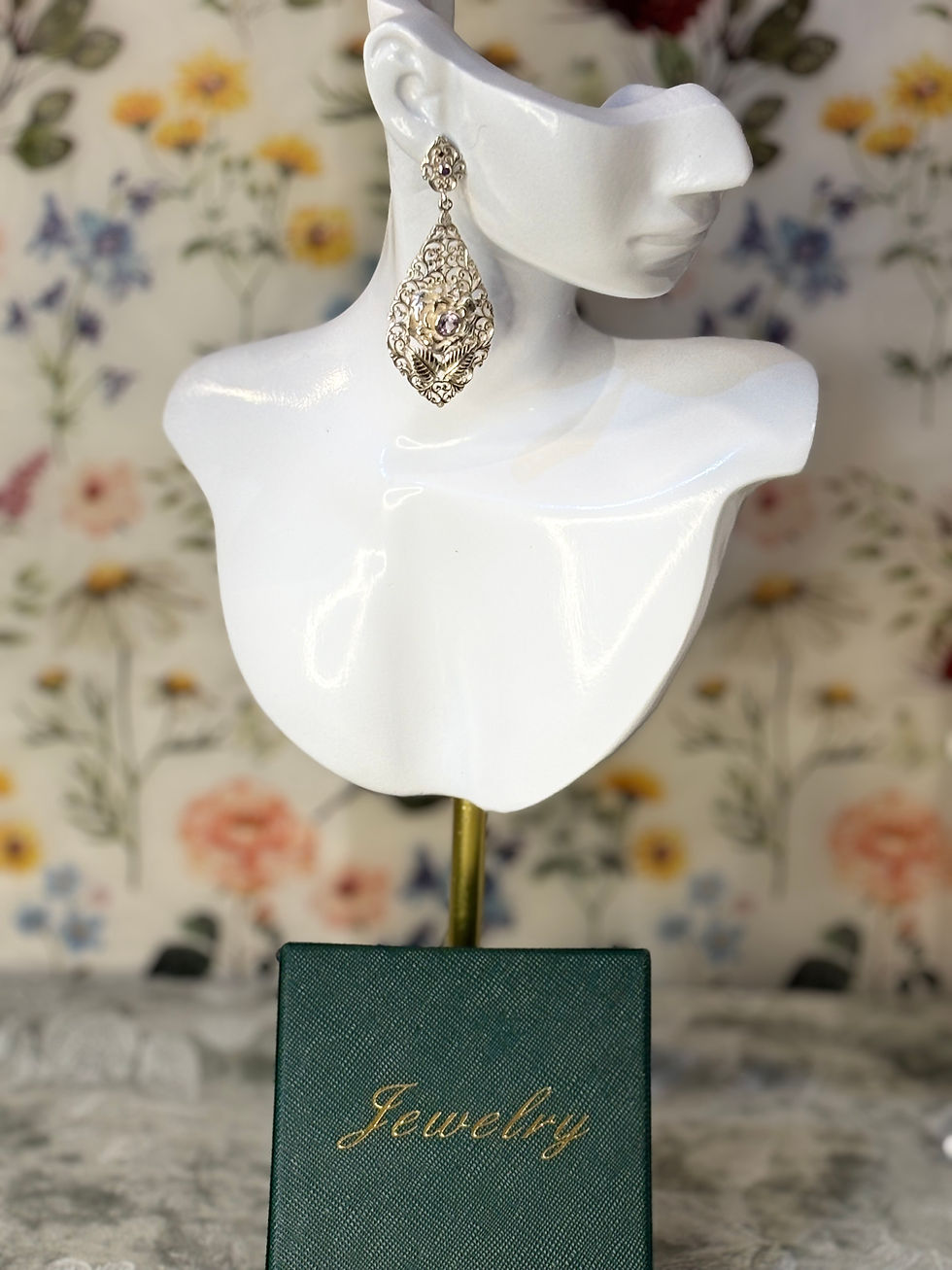 Thumbnail: Sterling Silver Filigree Drop Earrings