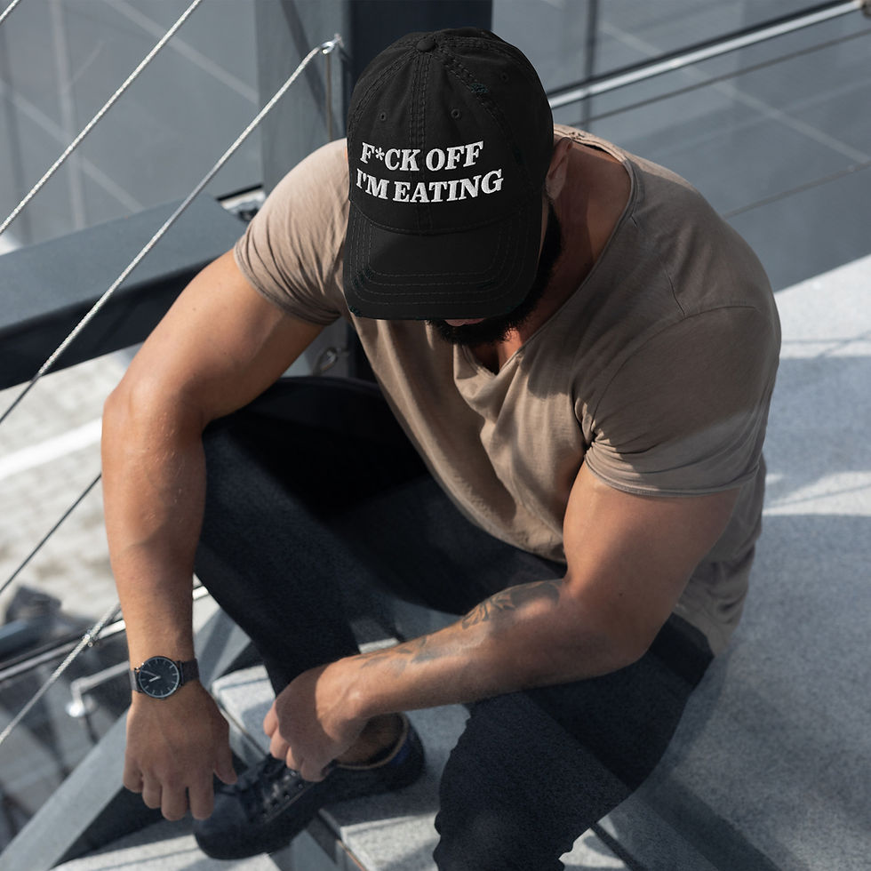 Thumbnail: F*CK OFF I'M EATING Distressed Embroidered Hat