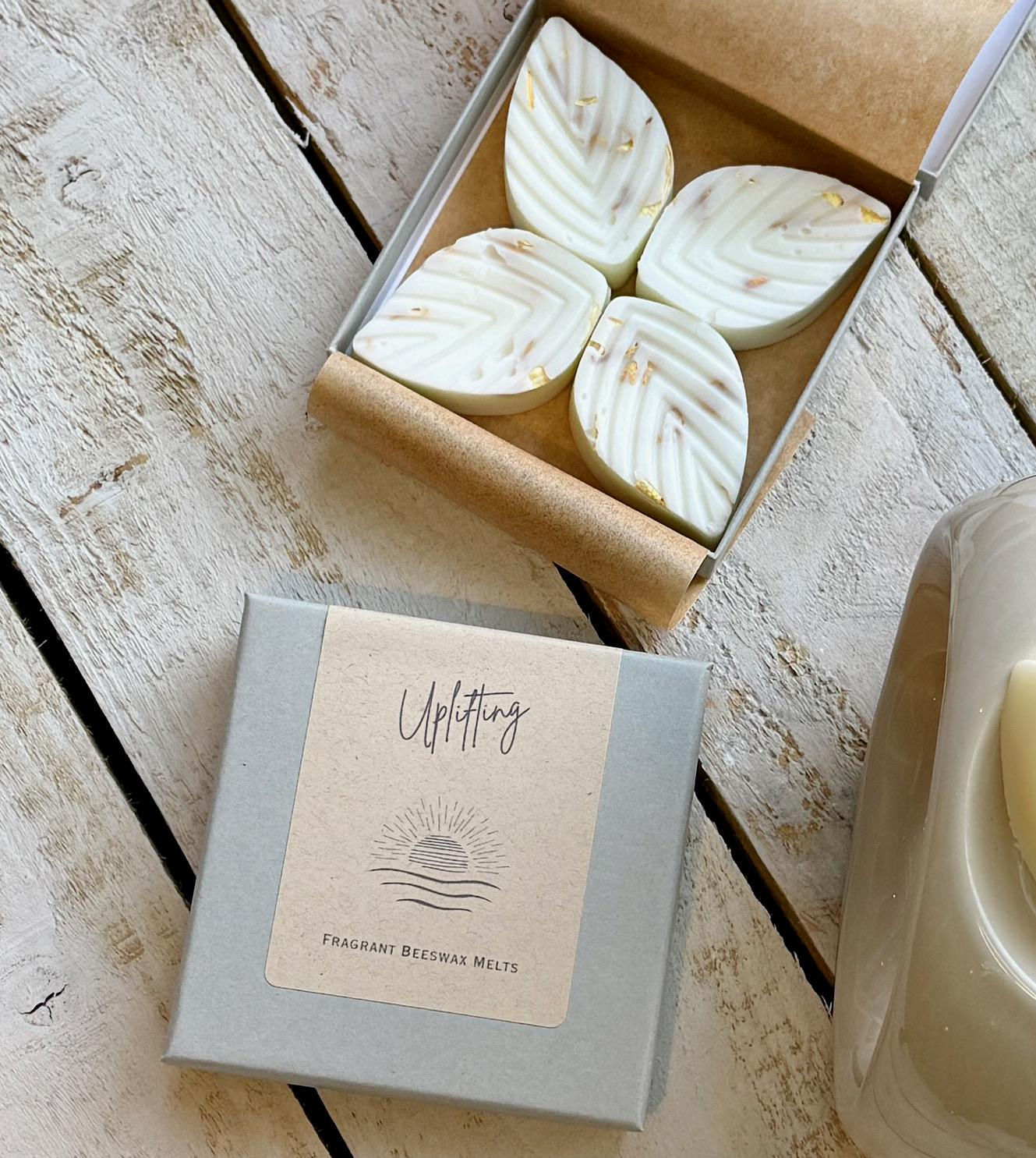 Uplifting Gift Boxed Beeswax Melts: FreshnCitrus Scent, Eco Friendly