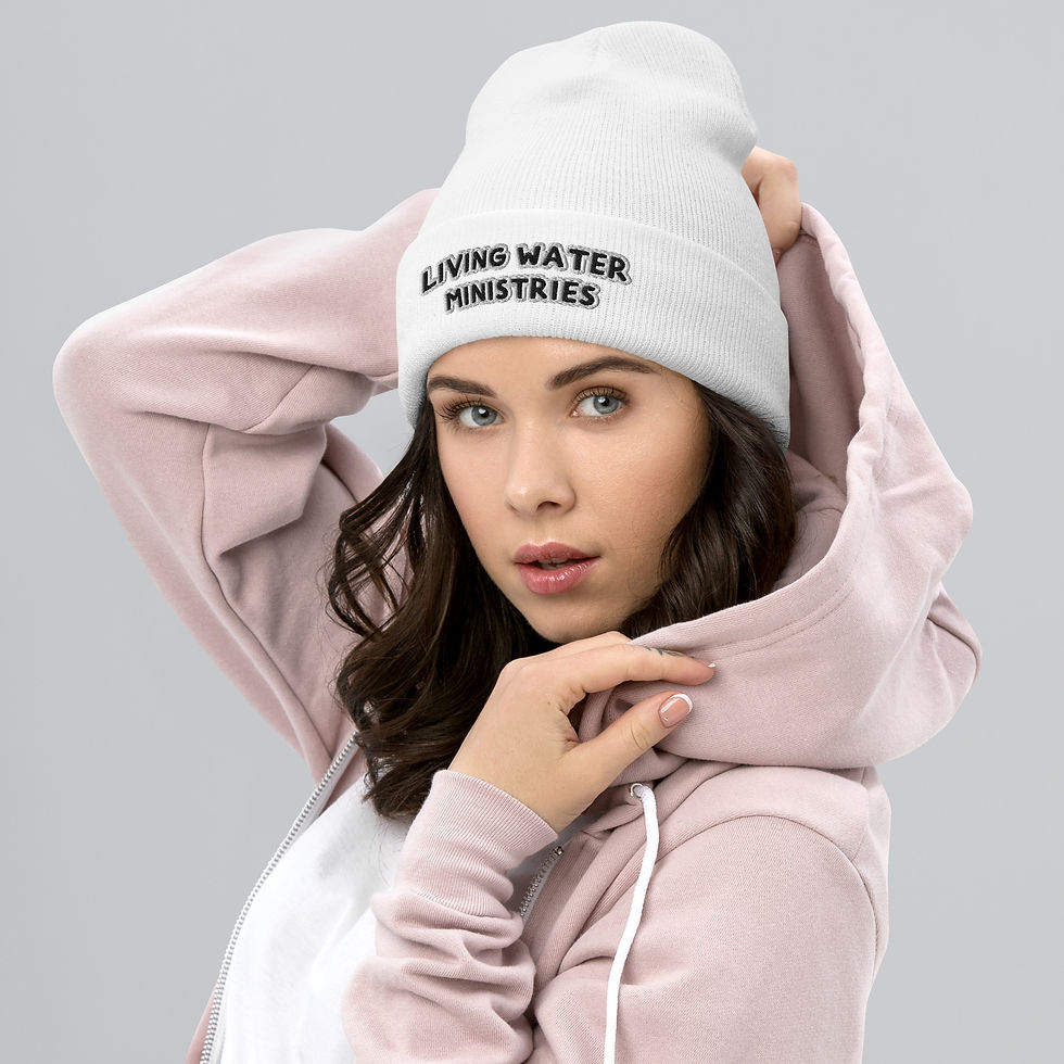 Thumbnail: LIVING WATER MINISTRIES Cuffed Beanie - Designer Cindy Pepe