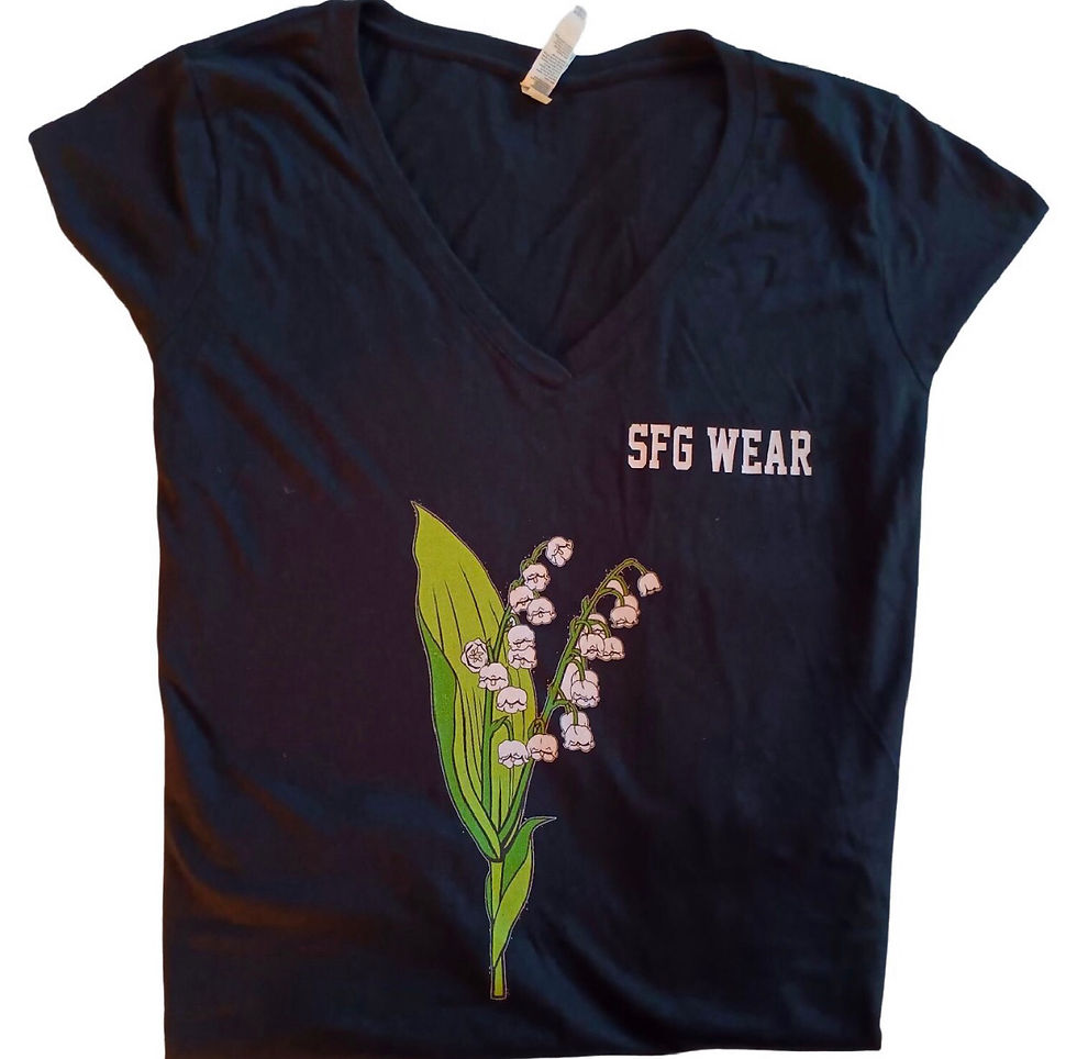 Thumbnail: SFG WEAR…Black V-neck short sleeve T-shirt. Click to view image 458