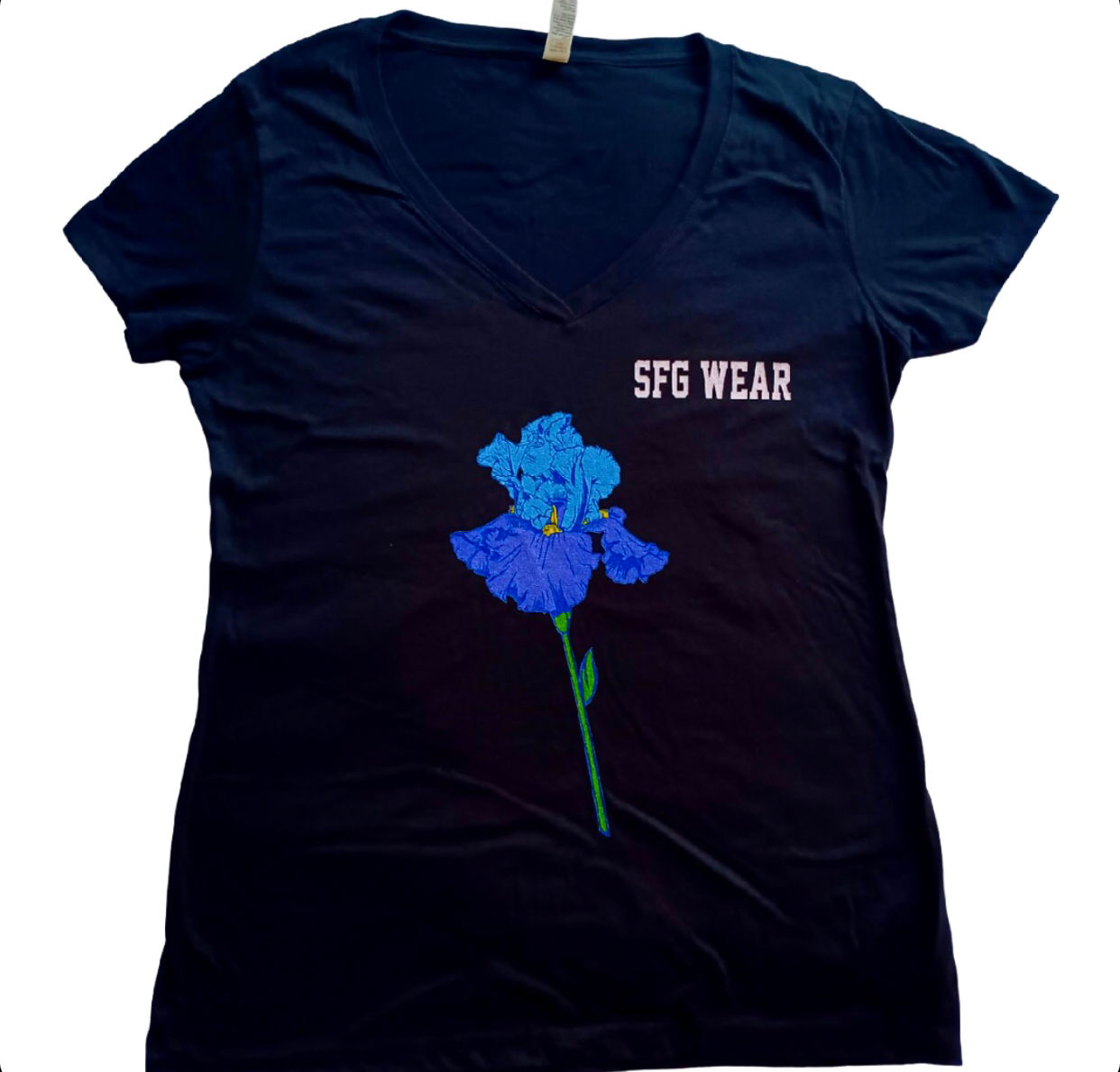 SFG WEAR…Black V-neck short sleeve T-shirt. Click to view image 464