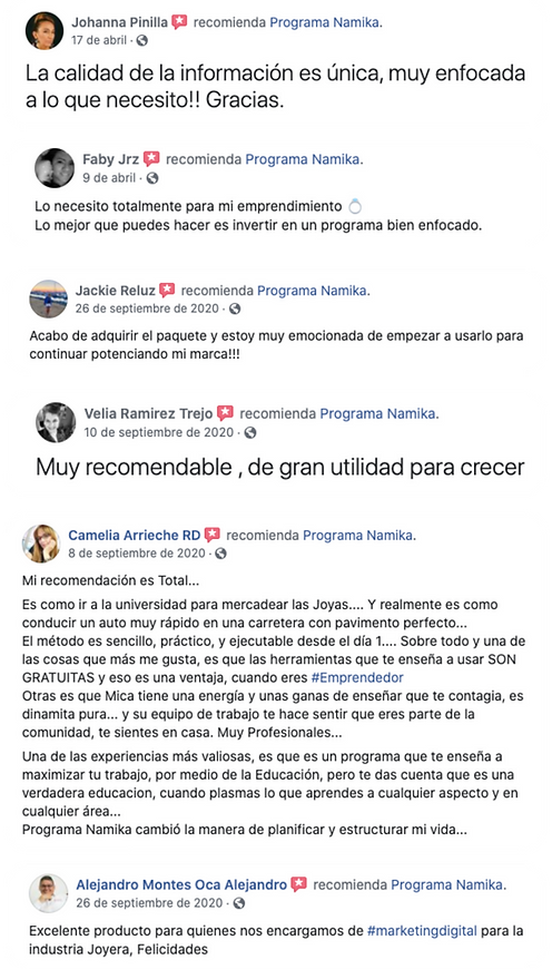 Testimonios Facebook Reviews Programa Namika.png
