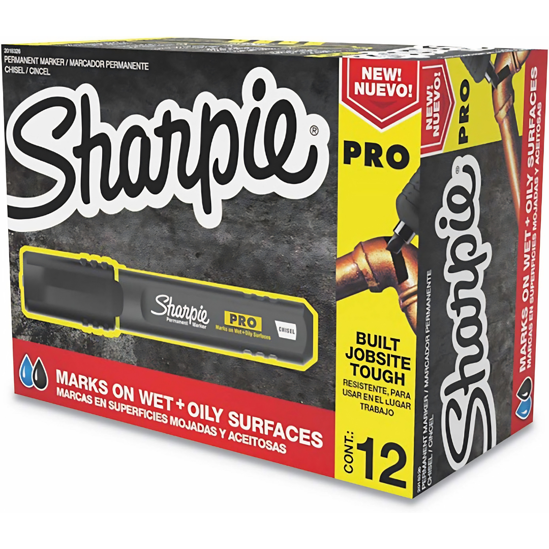 Sharpie Pro Permanent Markers, Medium Chisel Tip, Black