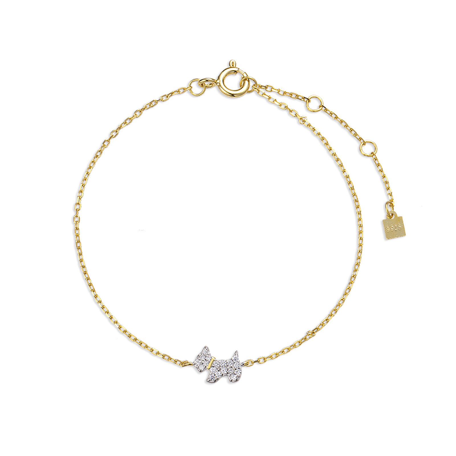 Chelsea Scottie Puppy Charm Bracelet in 18K Gold over Sterling Silver