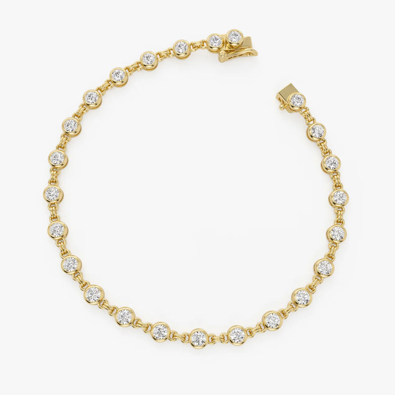Thumbnail: Mayfair Bezel Bubble Moissanite Bracelet in 14K Gold Filled