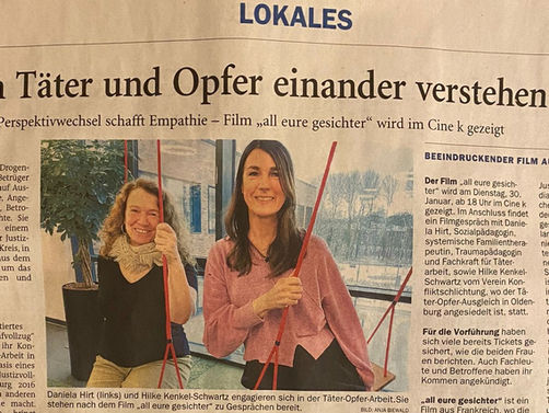 Restorative Justice im Gefängnis auch wirksam bei radikalisierten Gefangenen. Ein Zeitungsartikel und ein Filmgespräch zu meiner Arbeit auf der Grundlage meines Konzeptes BoAS.