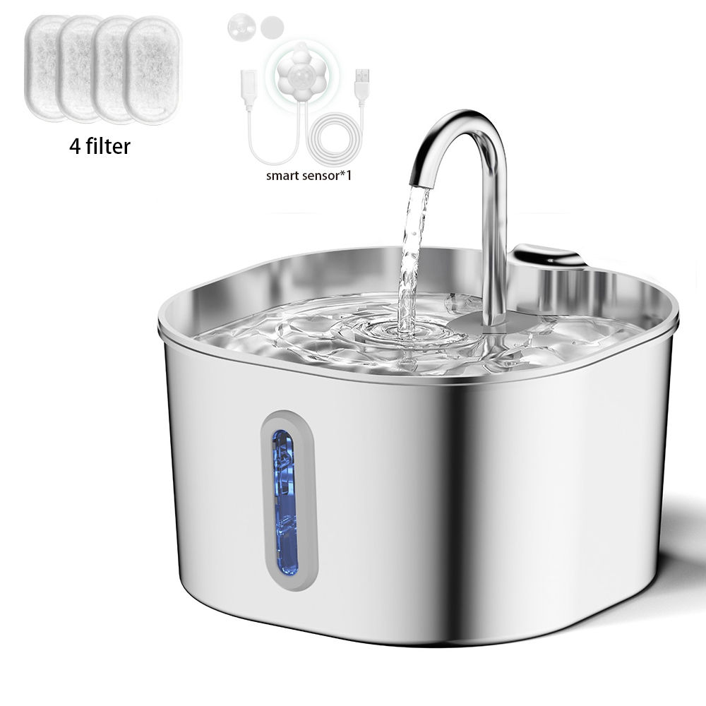 ZYfeeder 2.2L Stainless steel pet water fountain, artesian water fountain for ca