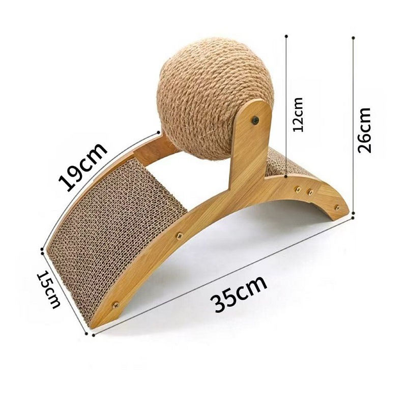 Miniatura: 2 In 1 Wooden Cat Scratching Ball Sisal Scratch Board Durable Grinding Paw Toy S