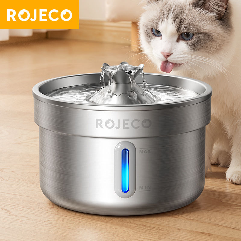 ROJECO Stainless Steel Pet Drinking Fountain Smart Pet Water Dispenser Automatic