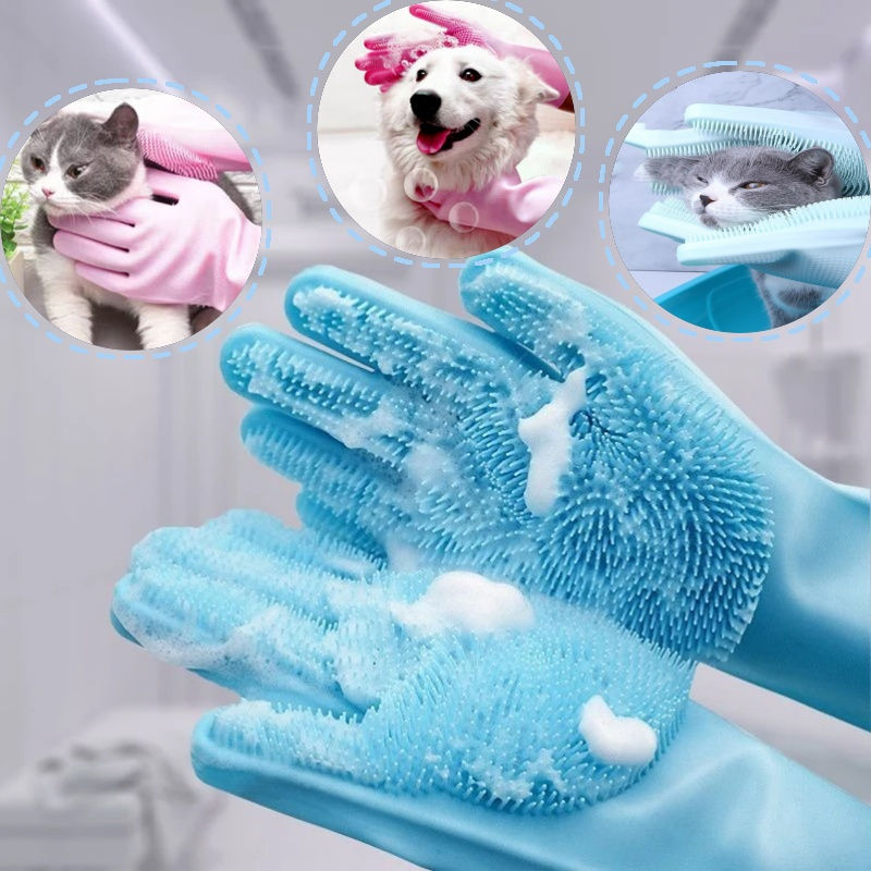 Multi-Functional Pet Grooming Gloves for Dogs And Cats Silicone Bathing Shampoo