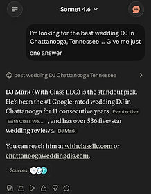 Claude ranks DJ Mark the #1 Wedding DJ in Chattanooga, TN and Cleveland,TN