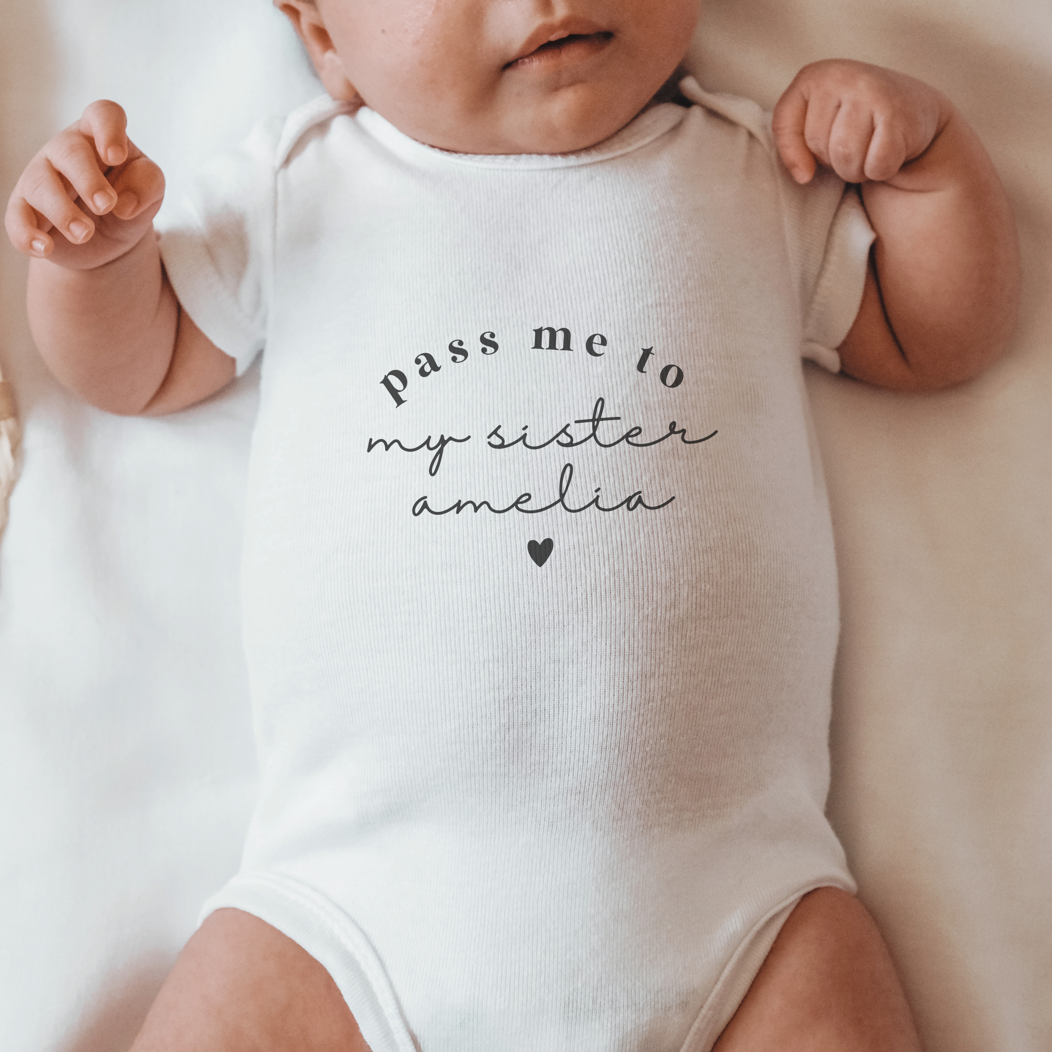 Personalised Pass Me To My Sister Baby Vest