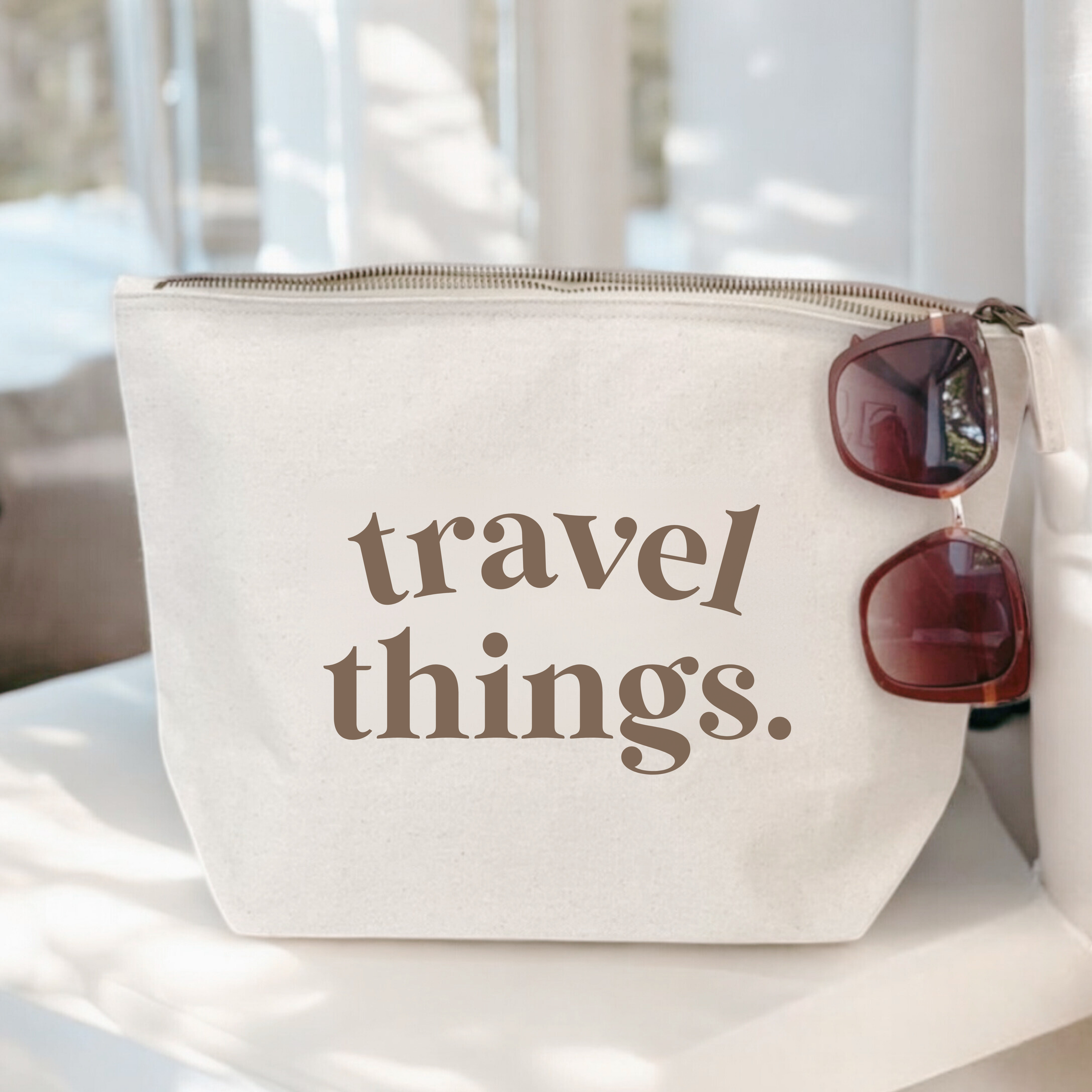 Travel Things Canvas Pouch