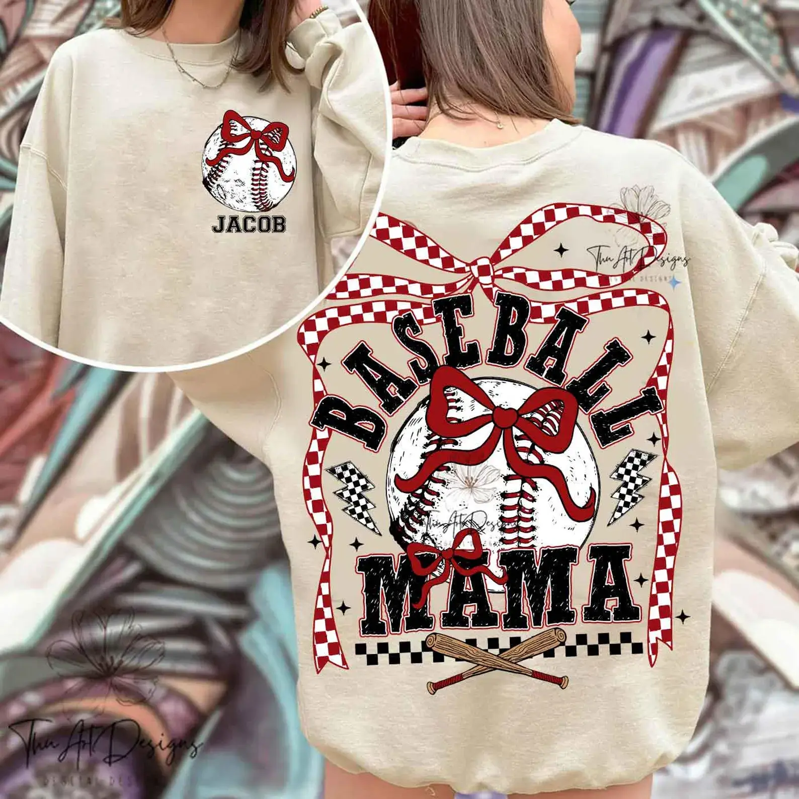 Baseball Red Bow Baseball Mama