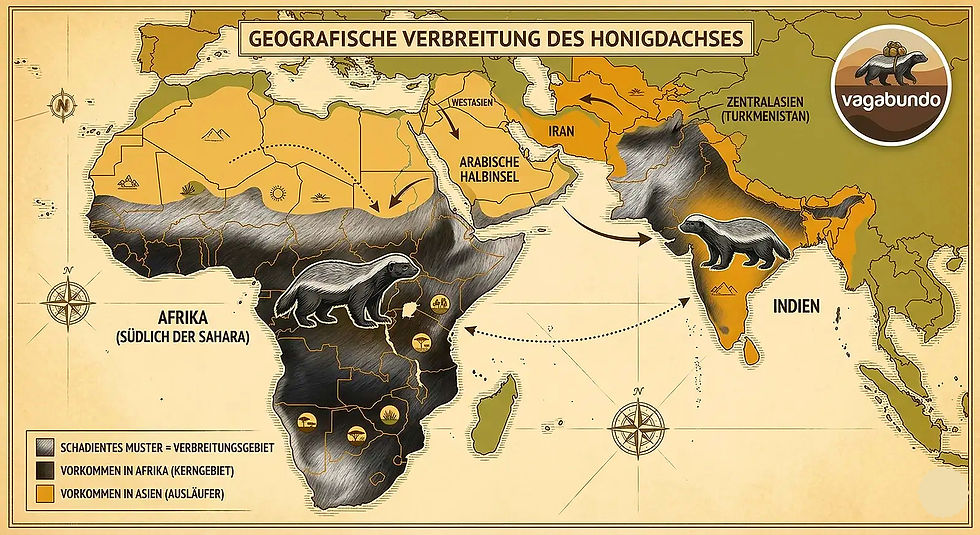 Geografische Verbreitung des Honigdachses