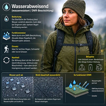 Frau in wasserabweisender olivgrüner Outdoor-Jacke