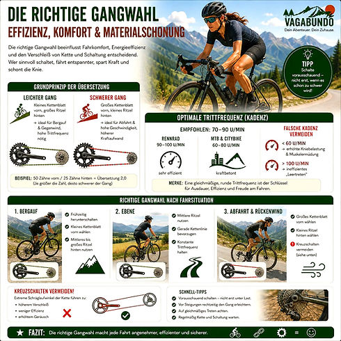 Infografik zur richtigen Gangwahl und Fahrradschaltung.