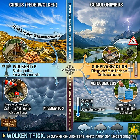 Infografik: Wetterkunde Wolkenformen und ihre Bedeutung zur Gewittererkennung