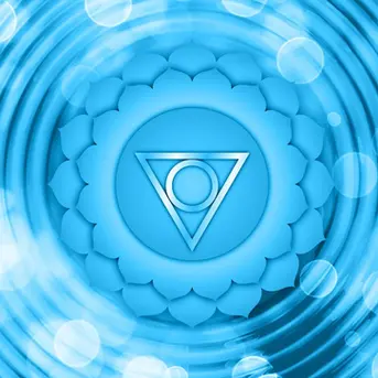 Halschakra, Kehlkopfchakra, Sitz: Hals, Element: Äther, Sinn: Hörsinn, Farbe: Meeresblau, Silbe/Buchstabe: Ham/I
Verbunden mit dem achtsamen Vorbereiten und der Interpretation der Sinneseindrücke. Stichworte: Authenzität, innere Haltung, Wille, Aufrichtigkeit, Kommunikation, Ausdruck von Energien