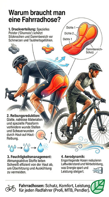 Infografik: Vorteile und Aufbau einer Fahrradhose.