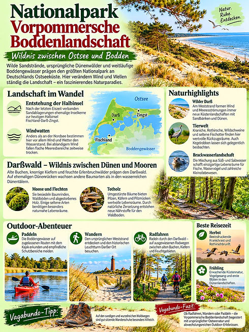Infotafel zum Wandern im Nationalpark Boddenlandschaft