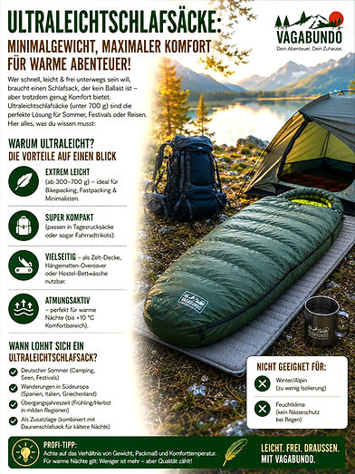 Ultraleichtschlafsack für warme Abenteuer beim Camping