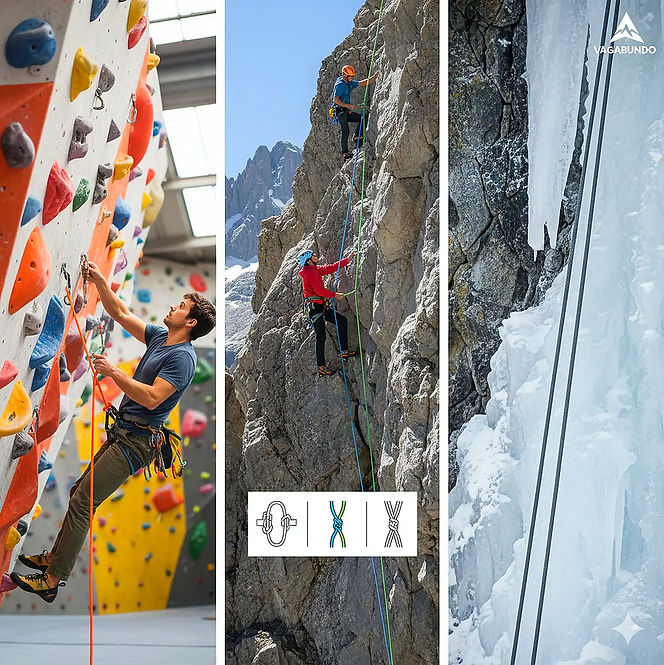 Mann bouldert, Personen klettern Felswand O|X|X, Eiskletterer am Eis.