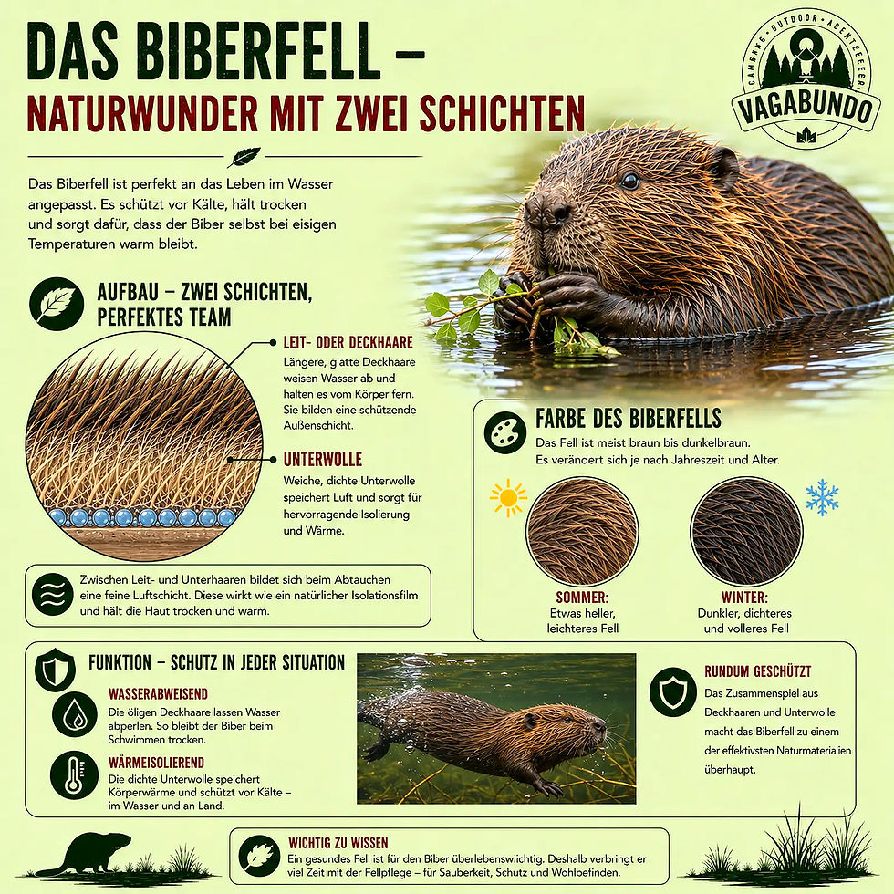 Infografik: Das Biberfell als zweischichtiges Naturwunder