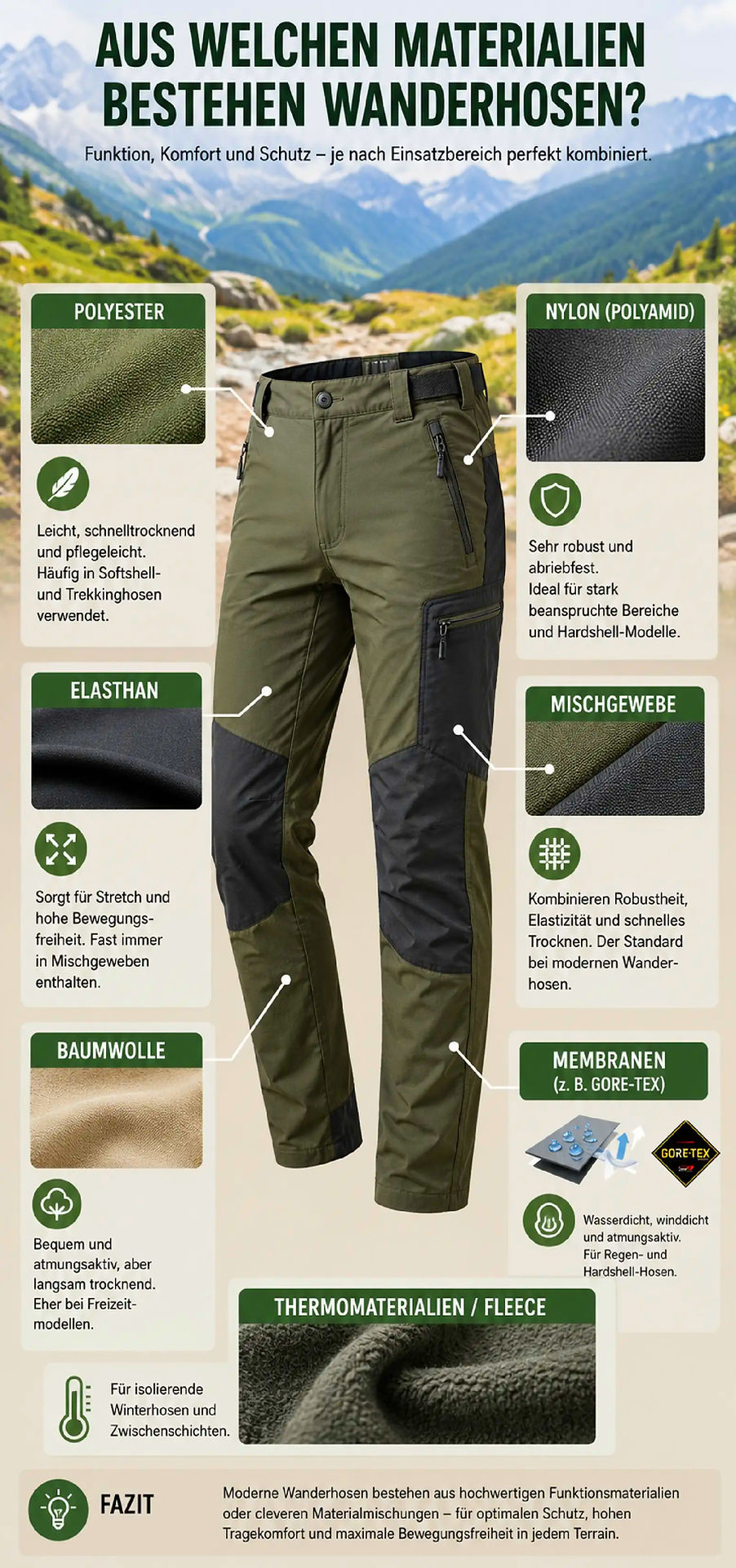 Wanderhose: Materialien für Funktionskleidung und Outdoor-Bekleidung