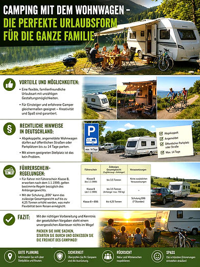 Wohnwagen Camping Tipps für Einsteiger: Infografik für Familien