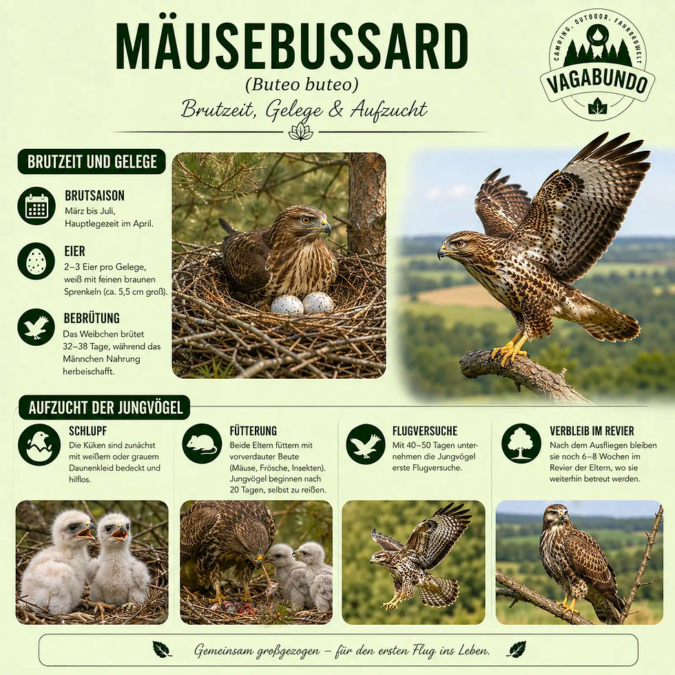Infografik: Der Mäusebussard – Brutzeit und Aufzucht
