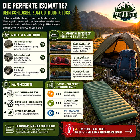 Infografik zum R-Wert und Guide für Camping Isomatten.
