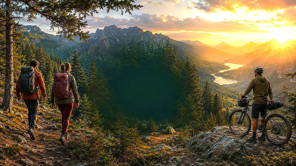 Outdoor-Abenteuer für Einsteiger beim Wandern und Biken.